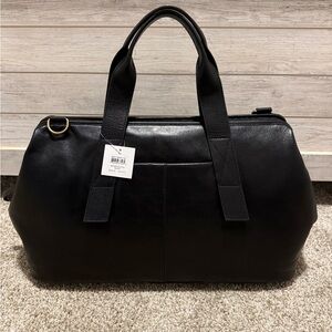 Fossil Kayden Duffle Bag Black Leather $550 Original Retail New With Tags